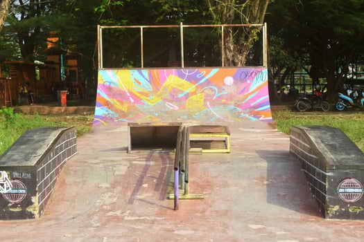A skaters venue with graffiti and an area full of challenges in Brebes photo