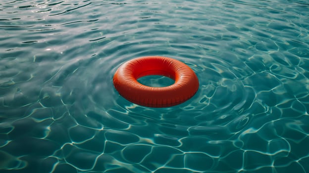Interesting summer photo of a inflatable water ring in the sea
