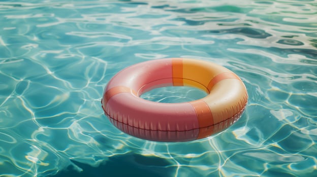 Interesting summer photo of a inflatable water ring in the sea