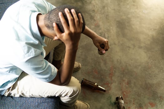 Man with alcoholism problem. photo