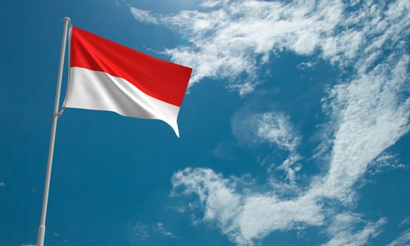 Flag waving indonesia blue sky cloudy white red star copy space independence day freedom asian outdoor tourism indonesian tourism nature freedom festival religion muslim java business ancient photo