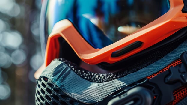 A detailed shot of the foam padding around the goggles providing a comfortable and snug fit for the wearer photo