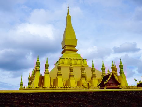 Phra That Luang or Phra Chedi Lokachulamanee is considered a very important place of worship in Vientiane, Laos. photo