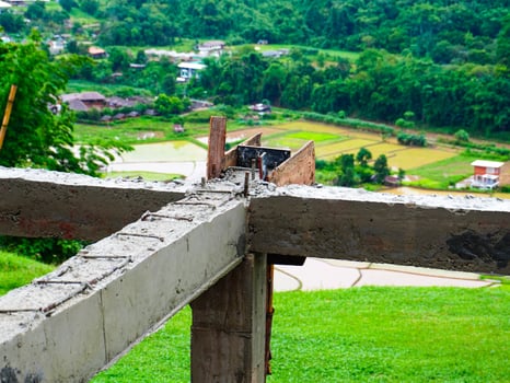 Building is under construction. bearing pillars of the building. photo
