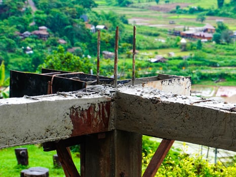 Building is under construction. bearing pillars of the building. photo