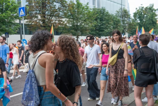 Milan Italy 2024 Pride LGBT march, is a public demonstration open to all regardless of sexual orientation photo