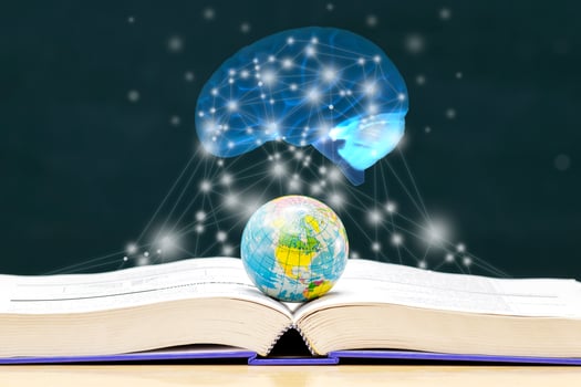 The brain has a glowing appearance. photo