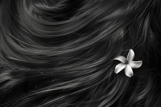 Contrasting Beauty Dark Strands with a Single White Flower photo