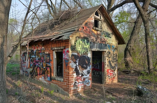 Abandoned old house in the woods photo
