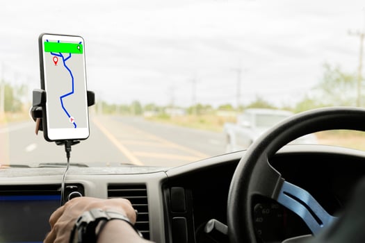 Close-up of gps navigation system In car. photo