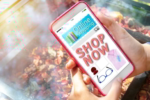 Online shopping concept. Women are buying online. Online Shopping Website on Smartphone. photo