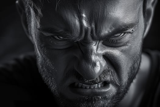 Intense man with fierce expression photo