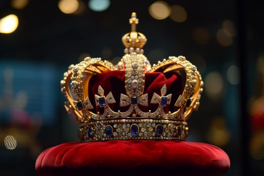 Regal crown on velvet pillow photo