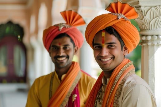 Traditional indian men in festive attire photo