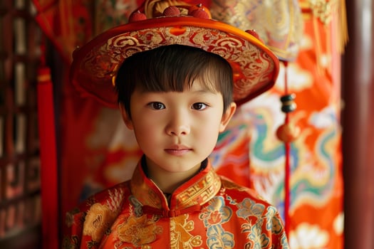 Traditional chinese boy in festive attire photo