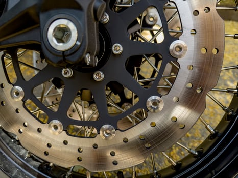 Front brake disc of motorbike photo