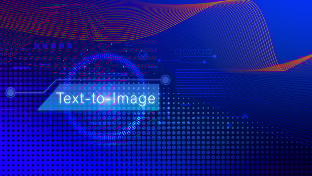 Ai tech Text to image, virtual graphic with AI, Artificial Intelligence, using command prompt for generates something, Futuristic technology transformation. photo
