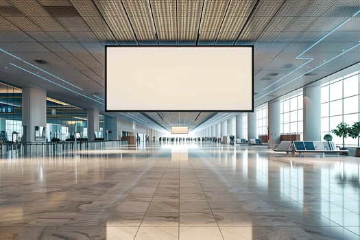 Blank billboard in an airport or station, shopping center. Poster mockup, template or advertising display photo