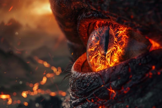 Fiery dragon eye up close photo