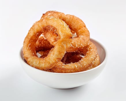 a bowl of fried onion rings photo