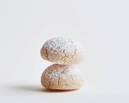 two sugar cookies are stacked on top of each other photo