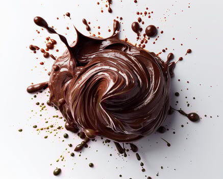 a chocolate swirl on a white background photo