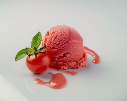 a scoop of ice cream with a cherry on top photo