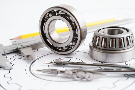 Engineering and precision tools with metal ball bering, mechanical industrial. photo