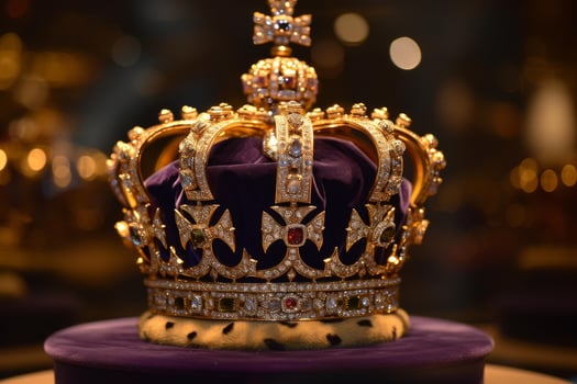 Regal crown on velvet cushion photo