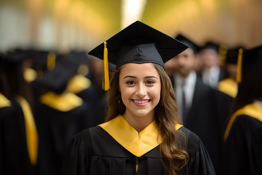 University Graduation Celebration Student Cheerful Girl Look Happy Celebrating Graduation photo