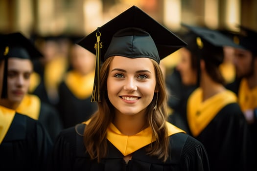University Graduation Celebration Student Cheerful Girl Look Happy Celebrating Graduation photo