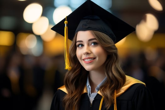 University Graduation Celebration Student Cheerful Girl Look Happy Celebrating Graduation photo
