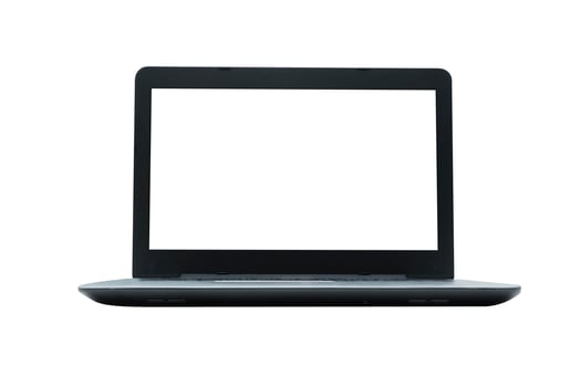 Laptop with a blank white screen isolated photo
