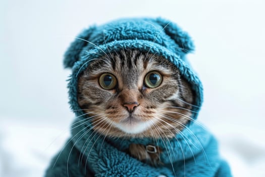 Happy cat wearing Doctor costumes, studio lighting, isolated on white background, stock photographic style photo