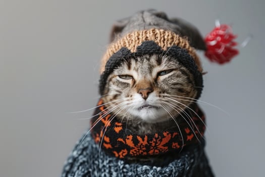 Happy cat wearing Zombie costumes, studio lighting, isolated on white background, stock photographic style photo