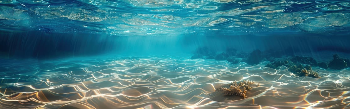 Underwater View of Sandy Beach Shoreline at Midday photo