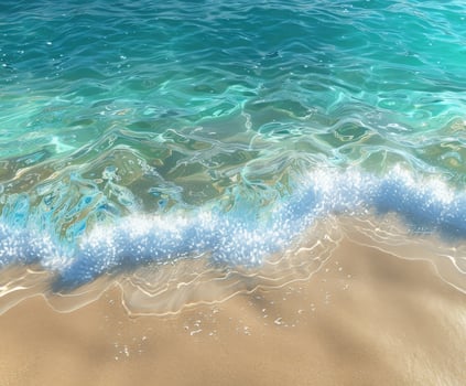 Tranquil Turquoise Waves Crashing on a Sandy Beach Shoreline photo