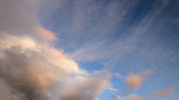 Cloudy sunset dramatic skies background, evening colourful sky template, painted clouds wallpaper photo