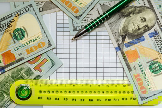 Business and finance. American dollars and euro banknotes. Coins. Money. Currency. Cash. Background with money. photo