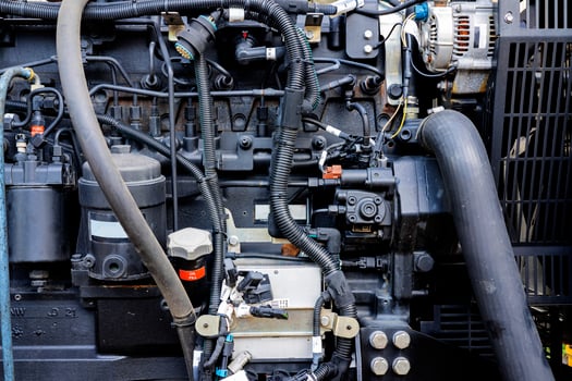 The powerful engine of a car. Internal design of engine. Car engine part. Modern powerful car engine. photo