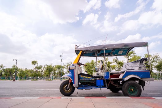 Blue Tuk Tuk, Thai traditional taxi in Bangkok Thailand photo