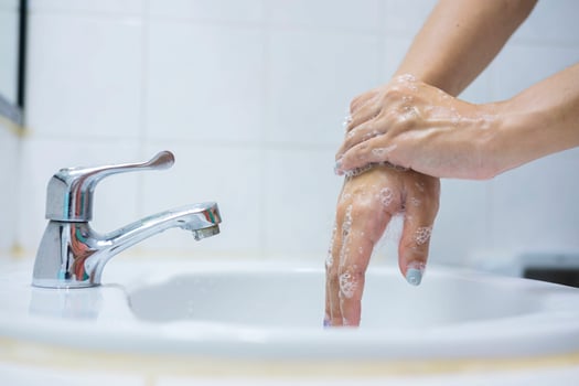 Wash your hands, soap your hands. Women's hands are washed with soap. Hand hygiene, skin care photo