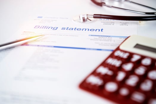 billing statement for for medical service in doctor's office photo