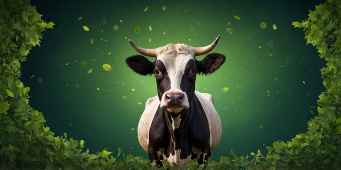 Funny eid ul adha wallpaper, cute eid banner, funny cow head pop out of green sheet, eid mubarak, bakra eid. photo