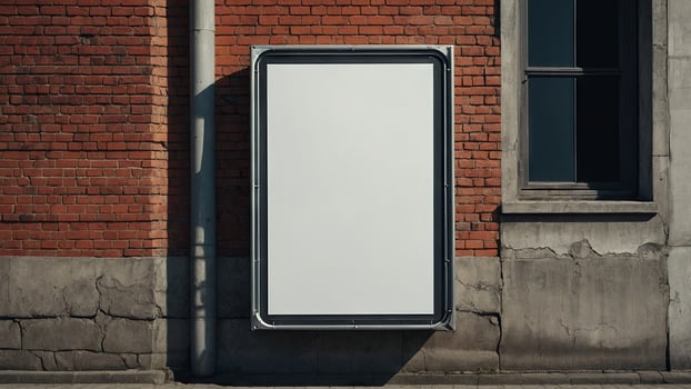 blank advertising billboard or panel on grungy exterior wall. photo