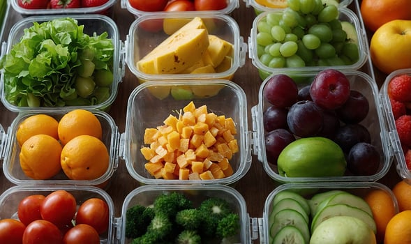 healthy eating, assorted of fruit and vegetable for lunch. photo