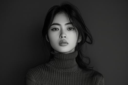 Asian Woman in Turtle Neck Sweater photo