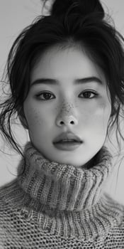 Asian Woman in Turtle Neck Sweater photo
