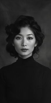 Asian Woman in Black and White photo