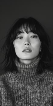 Asian Woman in Turtle Neck Sweater photo